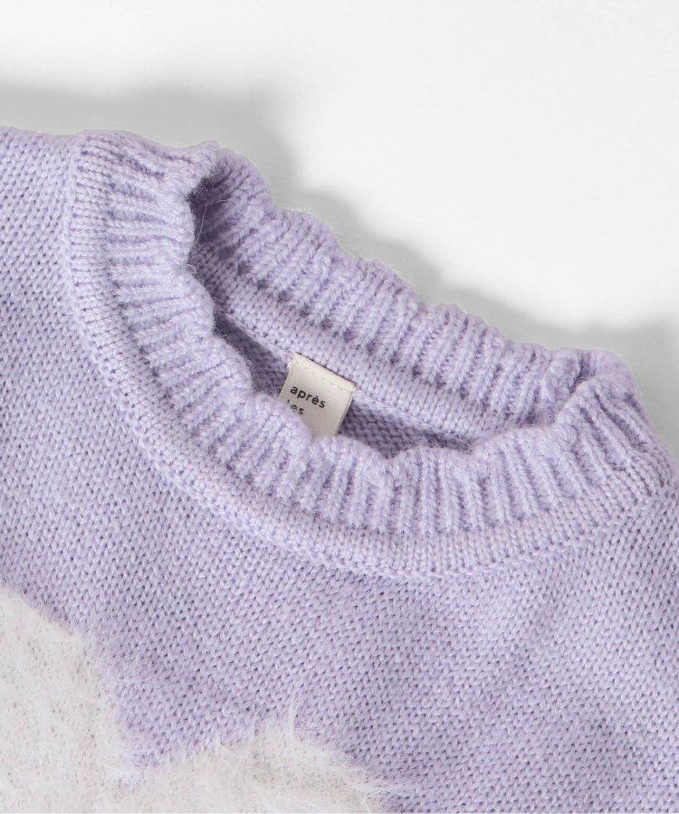 日本 apres les cours - 浪漫設計針織毛衣(可機洗)-小花-卡其