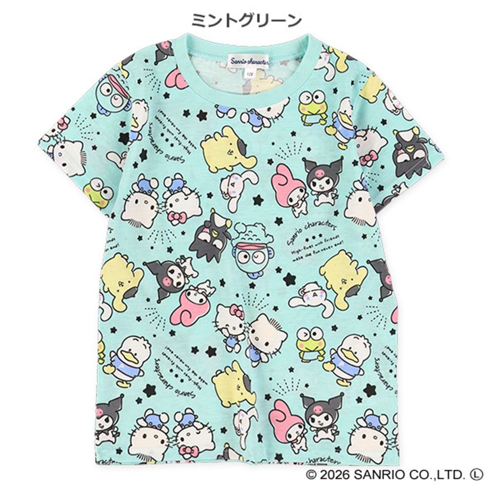 卡通人物三麗鷗短袖上衣-好朋友們-水藍