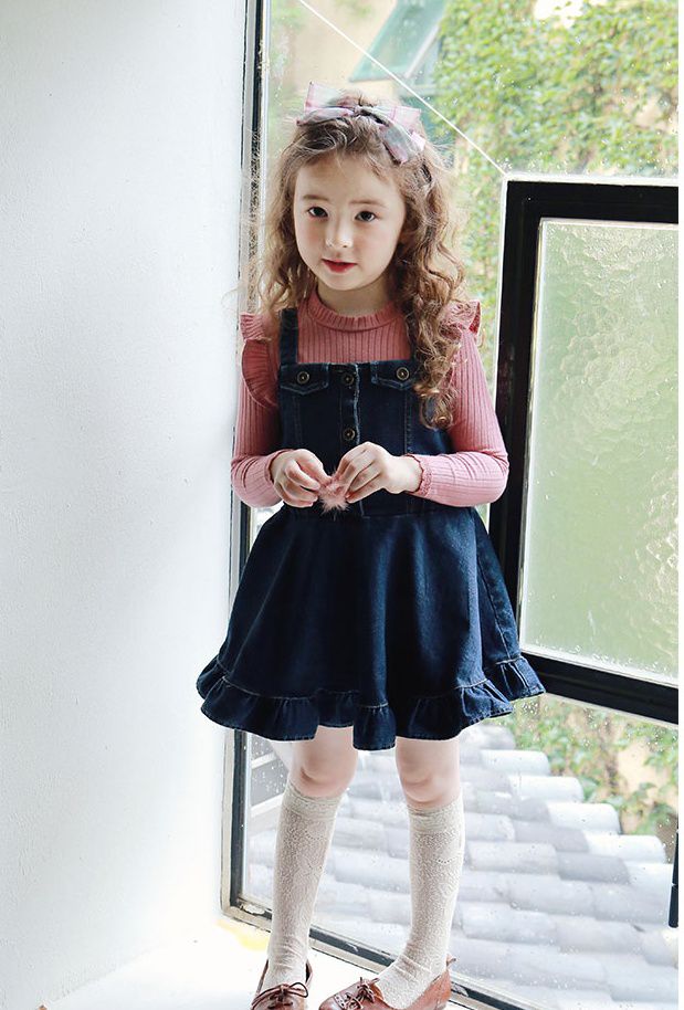 韓國 PuellaFLO - 銅釦牛仔背心裙-深藍