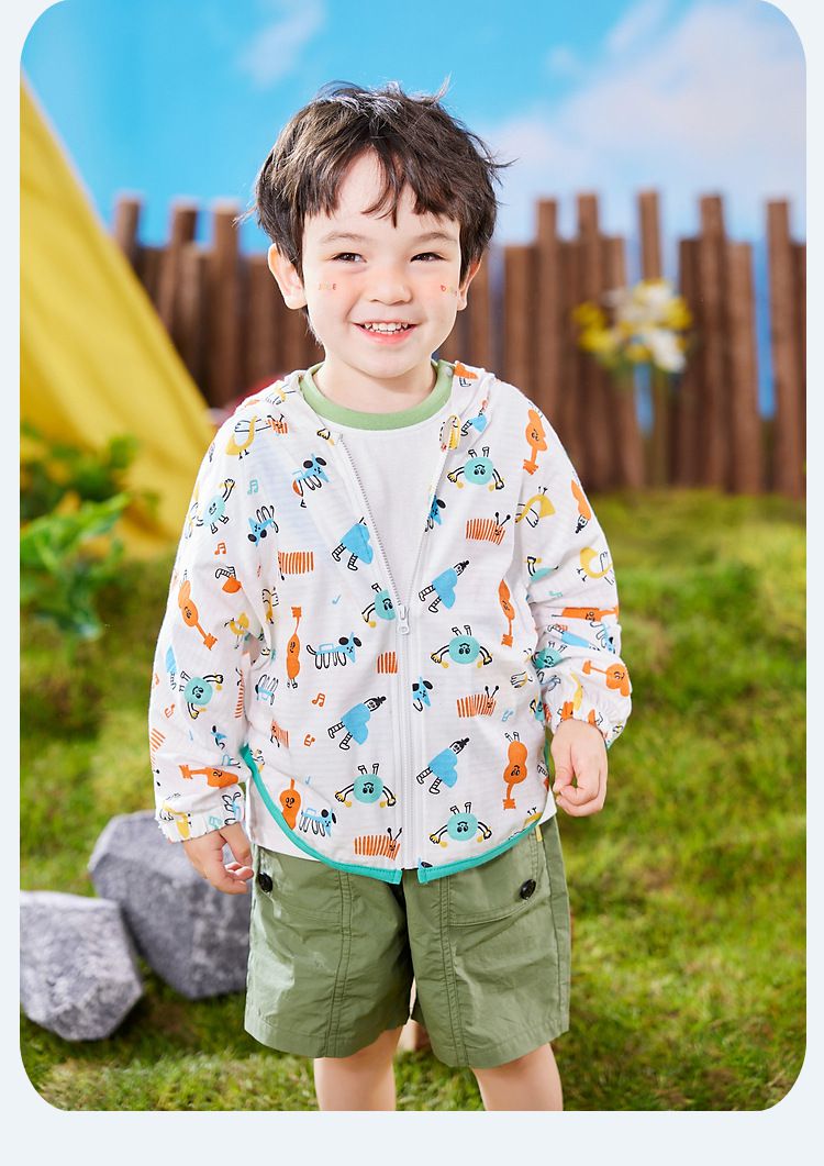 純棉立體造型連帽防曬外套-可愛鴨子-白色