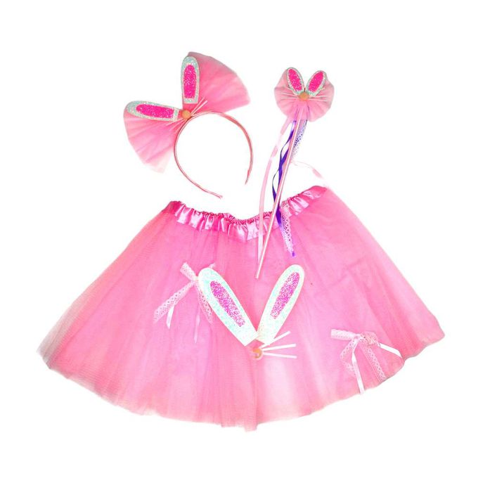 MODACore 摩達客 - 摩達客★萬聖派對變裝扮★兒童可愛粉紅兔子精靈仙子裝三件組(髮箍/紗裙/仙女棒) ★Cosplay
