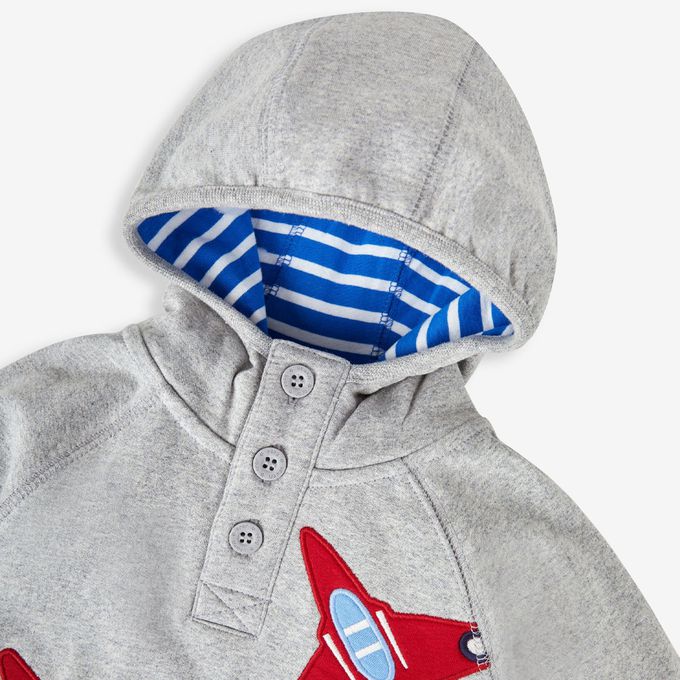 英國 JoJo Maman BeBe - 幼/兒童超優質100%純棉長袖連帽上衣/帽T-噴射機