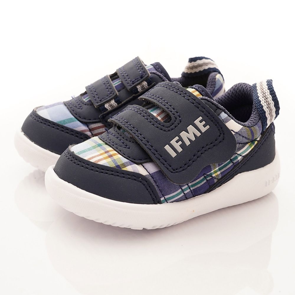 日本IFME - 機能童鞋-經典格紋學步鞋(學步段)-深藍