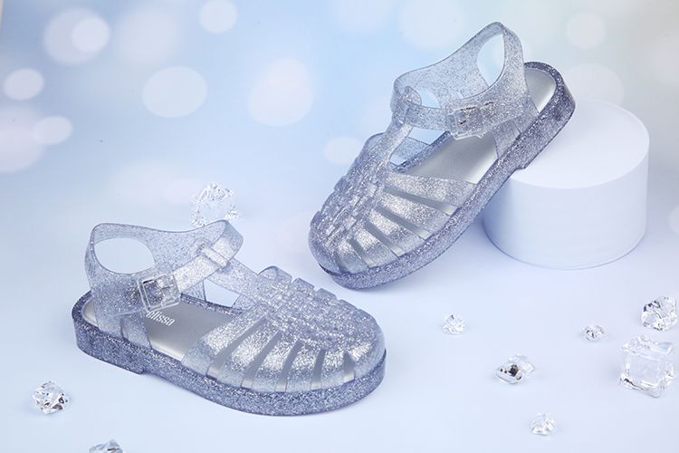 Melissa - 閃耀果凍銀兒童涼鞋漁夫鞋香香鞋-銀色