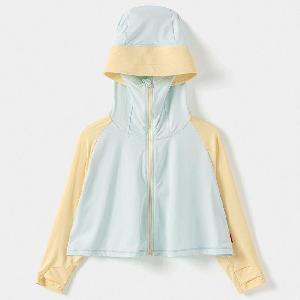 抗UV遮陽防曬玩水連帽外套-天藍X淺黃