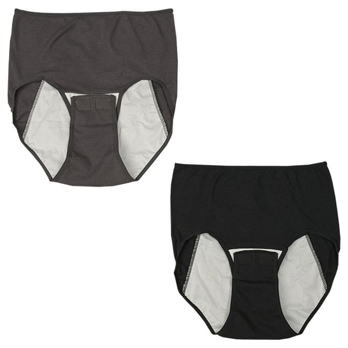 akachan honpo - 產後護理羅紋內褲-2件組-深灰色 (M~L)