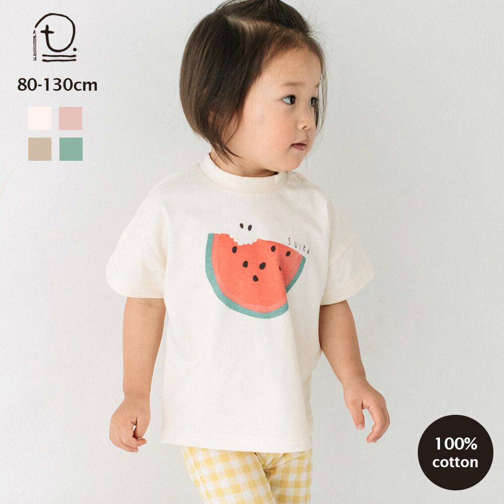 日本 ma lalumiere store - 百搭印花圓領短袖上衣-瓢蟲-淺綠