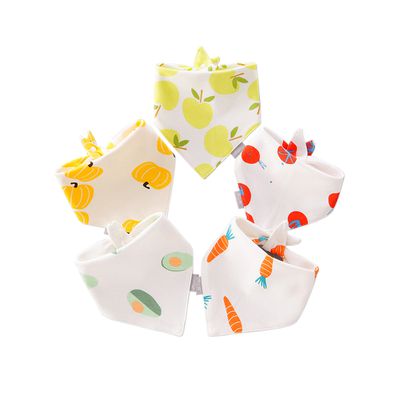 JoyNa - 5條入-棉質三角巾 暗釦口水巾-水果組合款-45*34*34cm