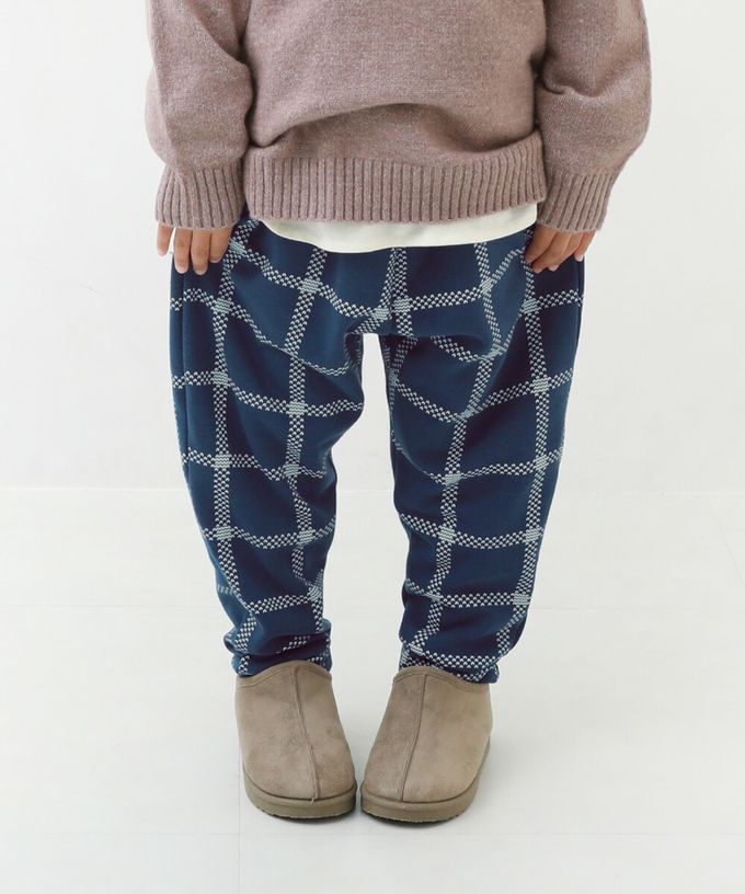 日本 devirock - RICH WARM 刷毛保暖哈倫寬鬆長褲-格子-深卡其