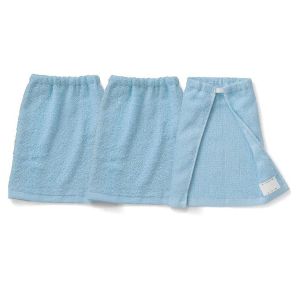 日本千趣會 - 毛巾圍兜3件組-藍 (短(30x34cm))