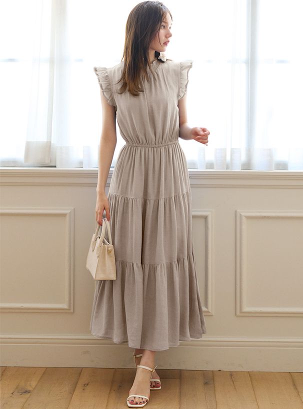 日本 GRL - 清新夏日收腰飛飛袖洋裝-星塵藍