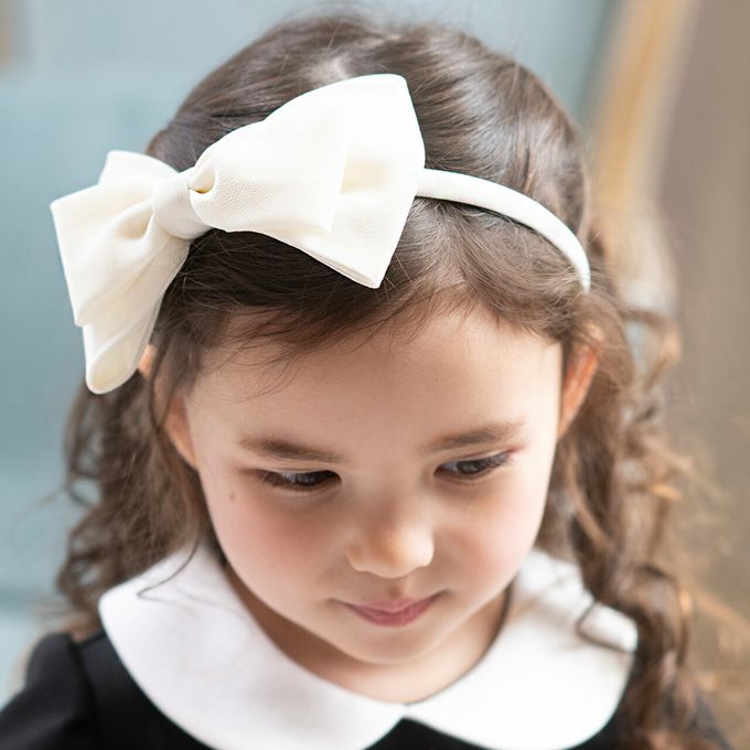 日本 Catherine Cottage - 優雅蝴蝶結雪紡緞帶髮箍-黑