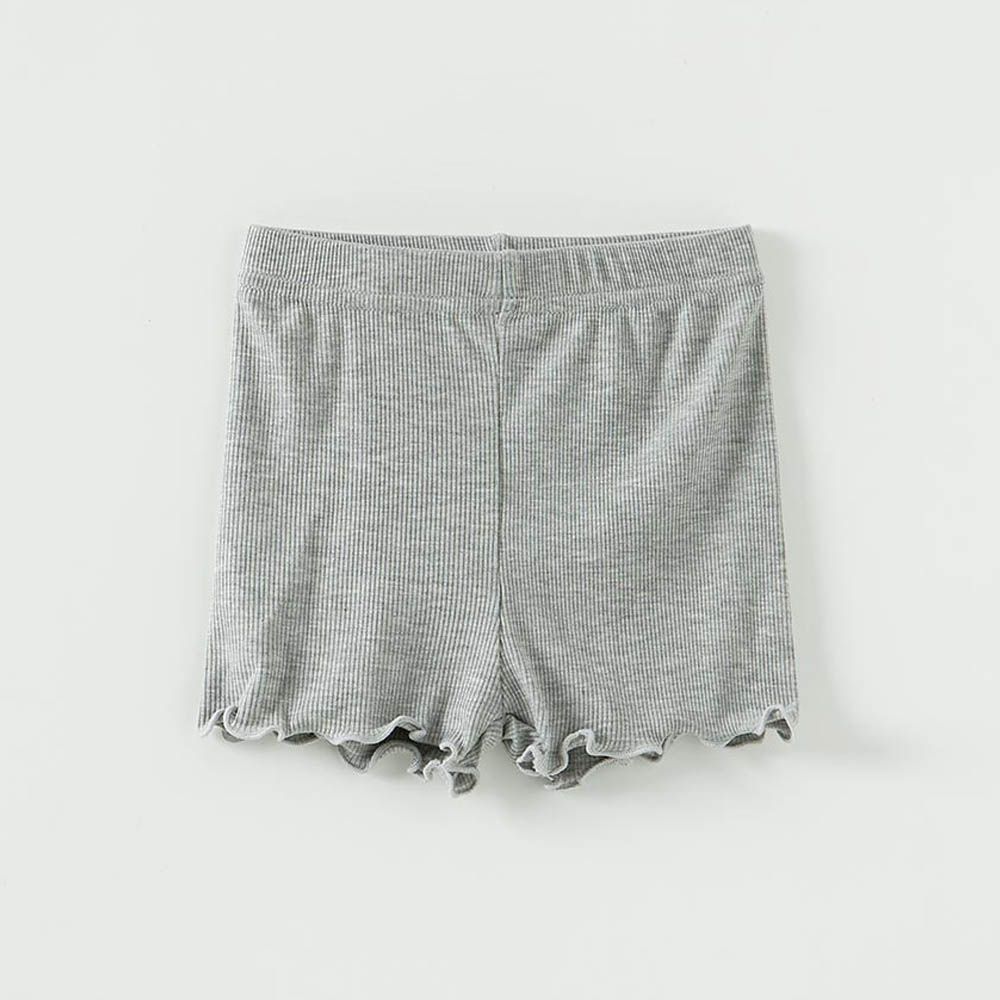 鬆緊腰彈性木耳邊安全褲/內搭褲-灰