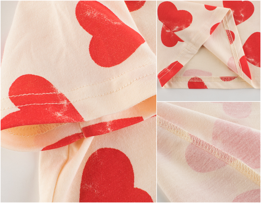 純棉短袖上衣-滿滿愛心-杏色