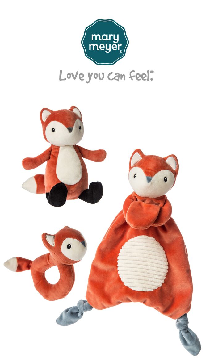 美國 MaryMeyer 蜜兒 - 淘氣狐狸經典禮盒(柔軟手搖鈴+安撫玩偶+玩偶安撫巾)