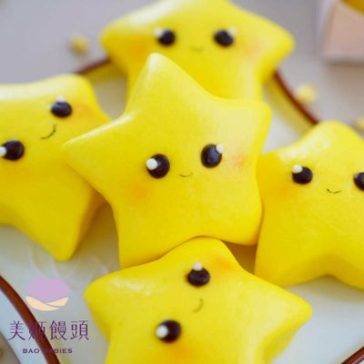 美姬饅頭 - 小星星鮮乳造型饅頭-35g*6顆
