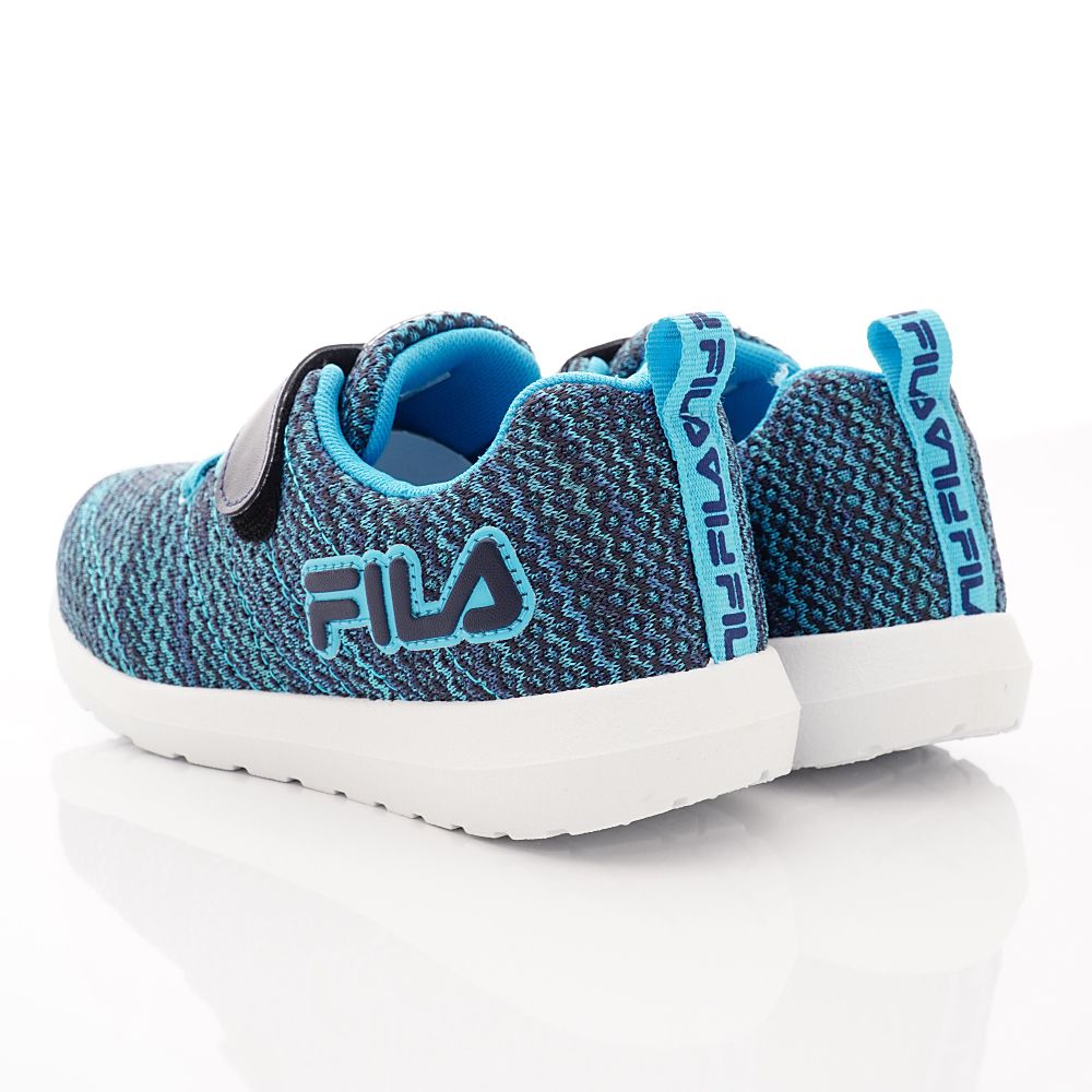 FILA - 運動童鞋-針織簡約慢跑鞋款(中大童段)-藍