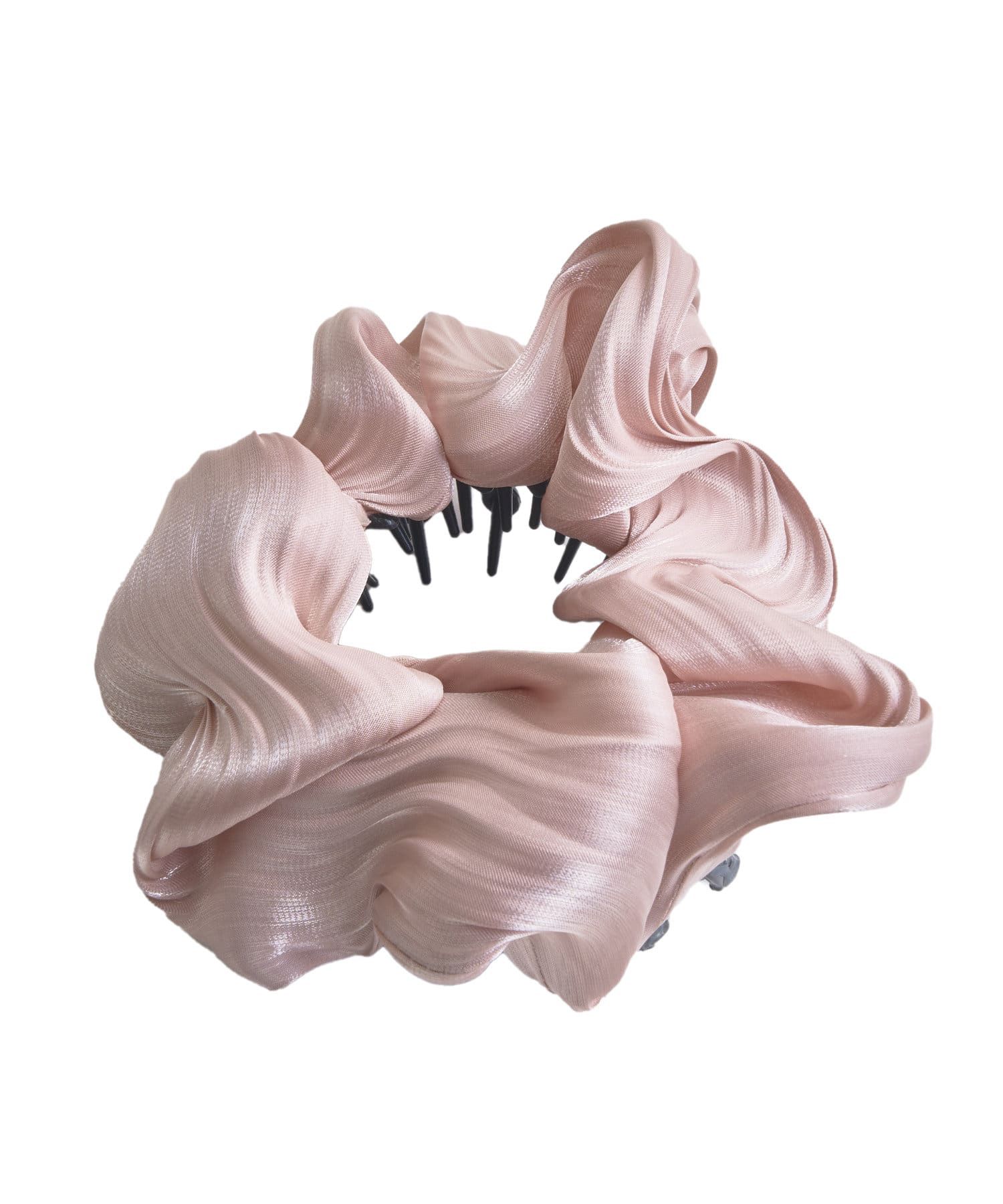 日本 Lattice - [日雜推薦] 不用綁！優雅光澤大腸圈髮環-波浪壓紋-時尚黑