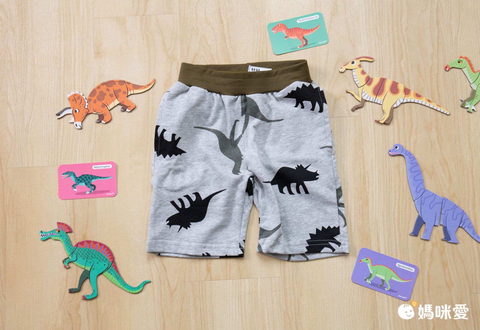 3D恐龍五分褲-深藍