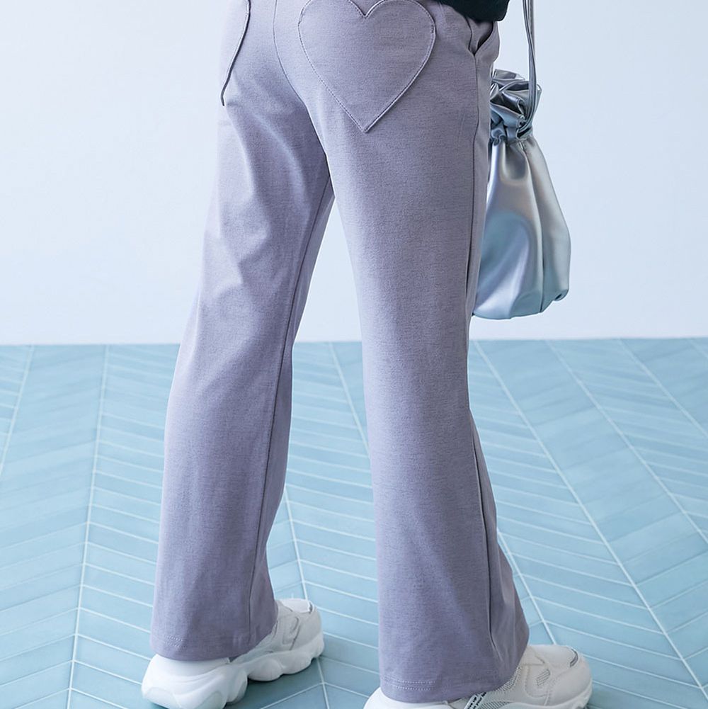 [快乾防皺] 愛心口袋輕盈小喇叭長褲-紫羅蘭