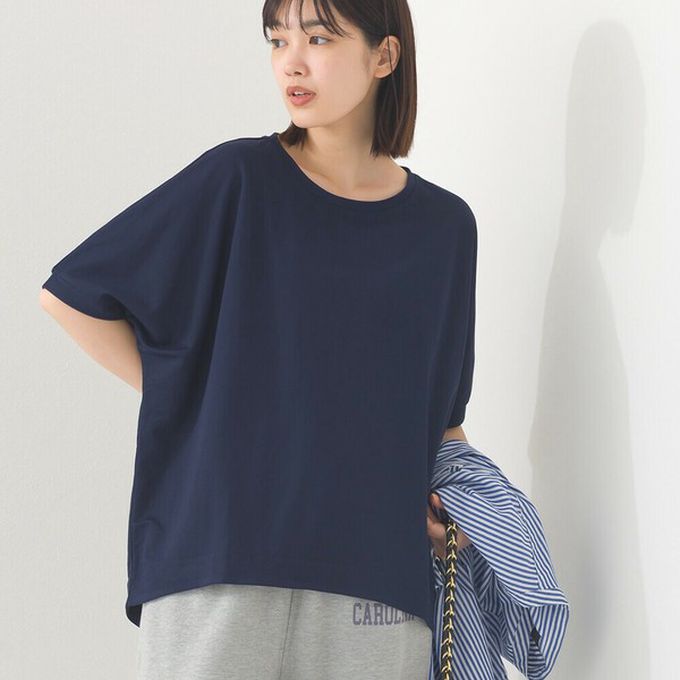 日本 OMNES - 接觸冷感 嫘縈休閒廓形短袖上衣-象牙