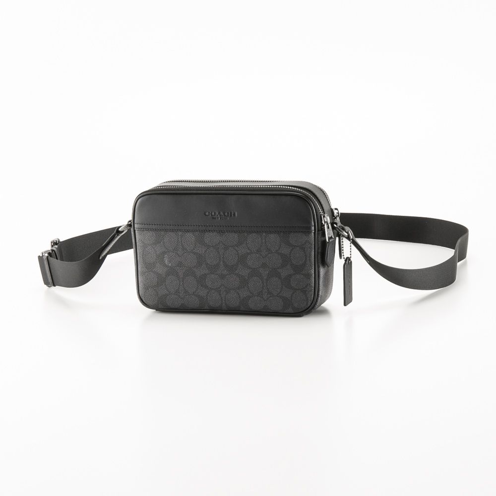 經典款荖花撞色男款斜背包 (黑灰)