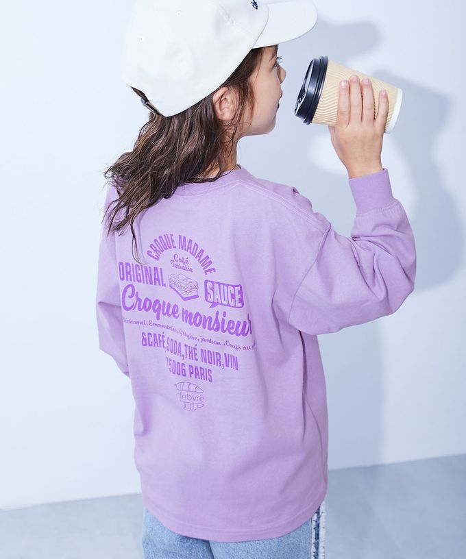 日本 devirock - 100%棉 定番女孩印花長袖上衣-四格貓咪-薄荷綠