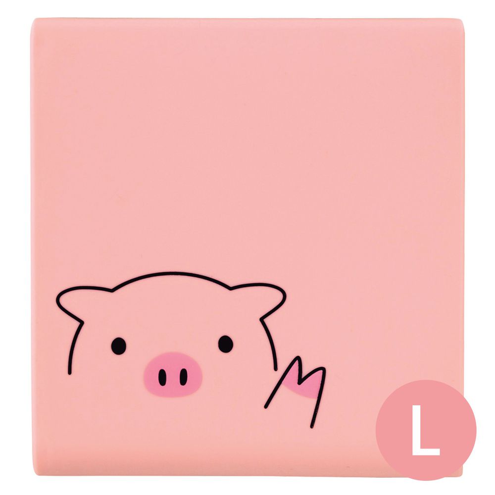 日本文具 LIHIT - 便條紙收納盒(附便條紙)-小豬 (L(方形*1))
