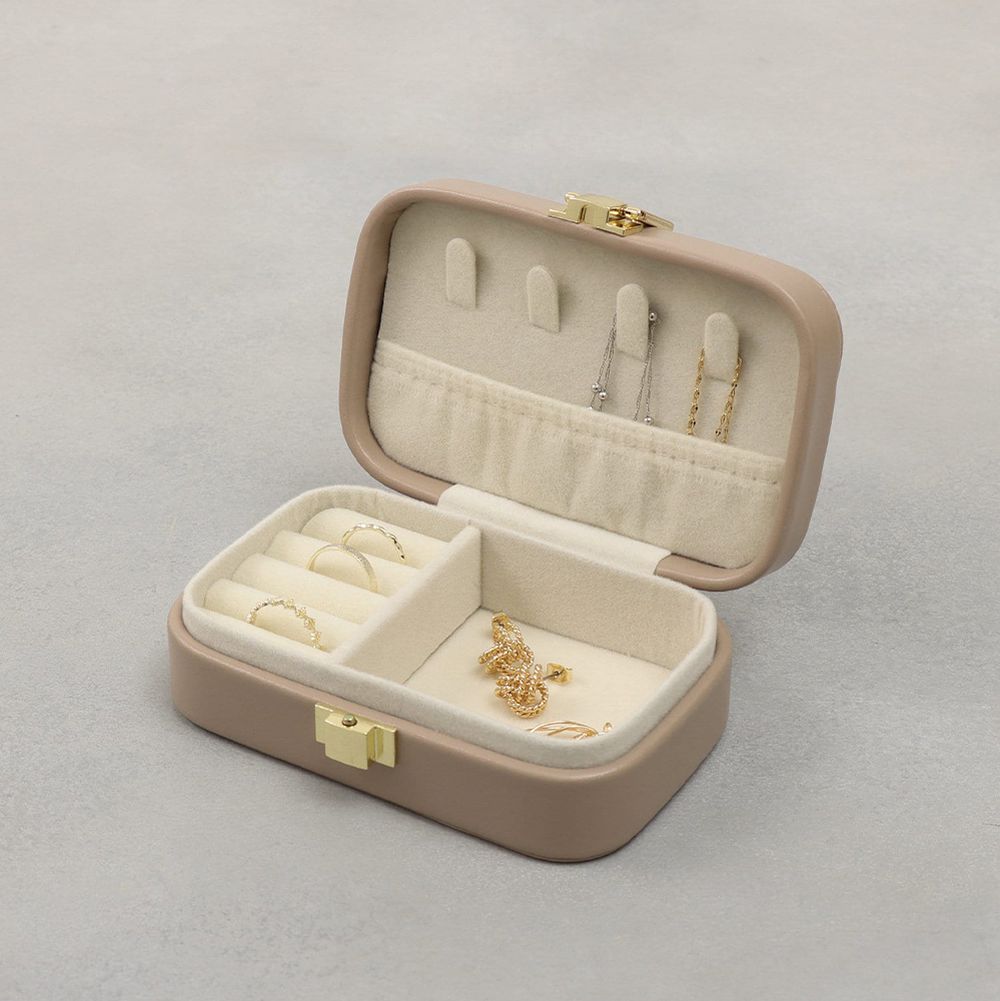 旅行好物 飾品整理收納盒-棕 (4.5×12×8.5cm)