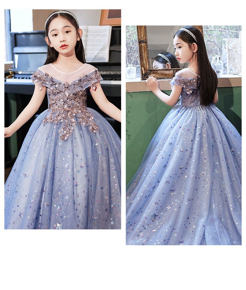 唯美星空卡肩式禮服-拖擺款-紫色