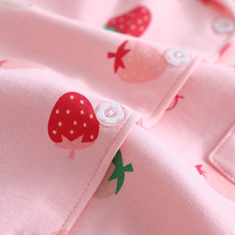 MAMDADKIDS - 純棉排扣睡衣套裝-滿滿草莓-粉色