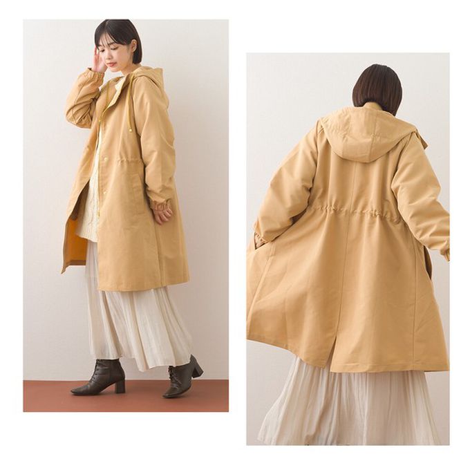 日本 OMNES - 潑水加工 派克連帽風衣長版外套-黑