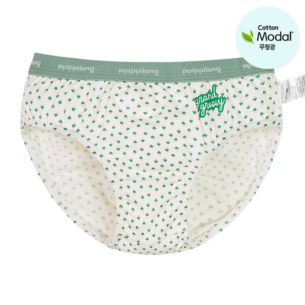 絲柔莫代爾混棉三角褲(男寶)-綠心紋-米