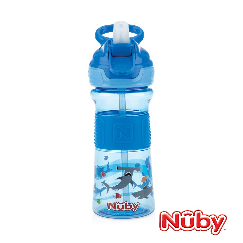 Nuby - Tritan運動水杯-藍鯊魚(藍提把)