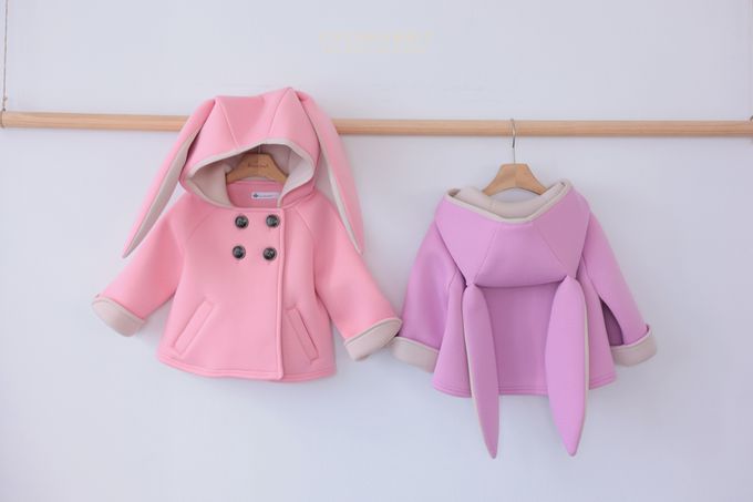 韓國 Coco rabbit - 立體兔耳裝飾連帽外套-紫