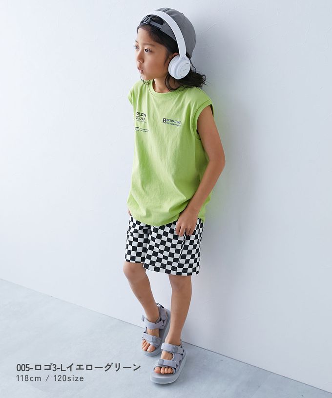 日本 devirock - 100%棉 定番印花寬版無袖上衣-TOUGH-灰黑