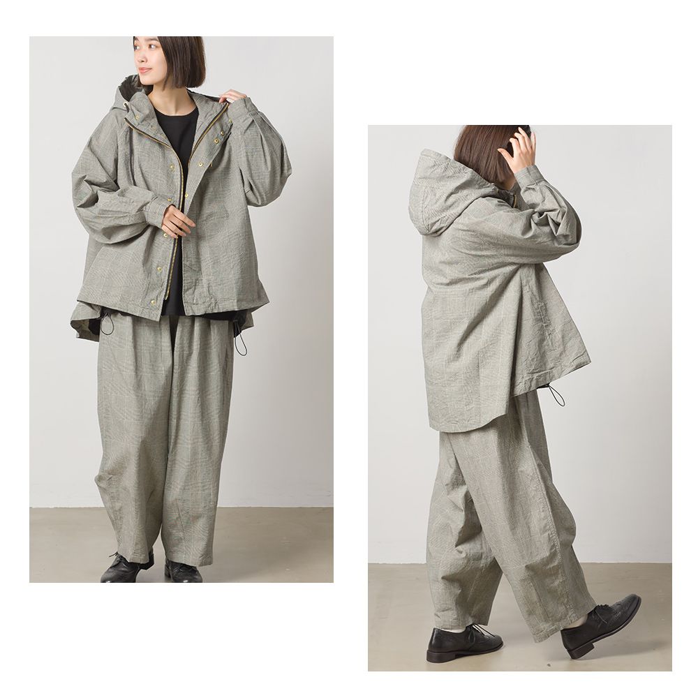 日本 OMNES - 純棉刷舊連帽風衣外套-淺灰綠