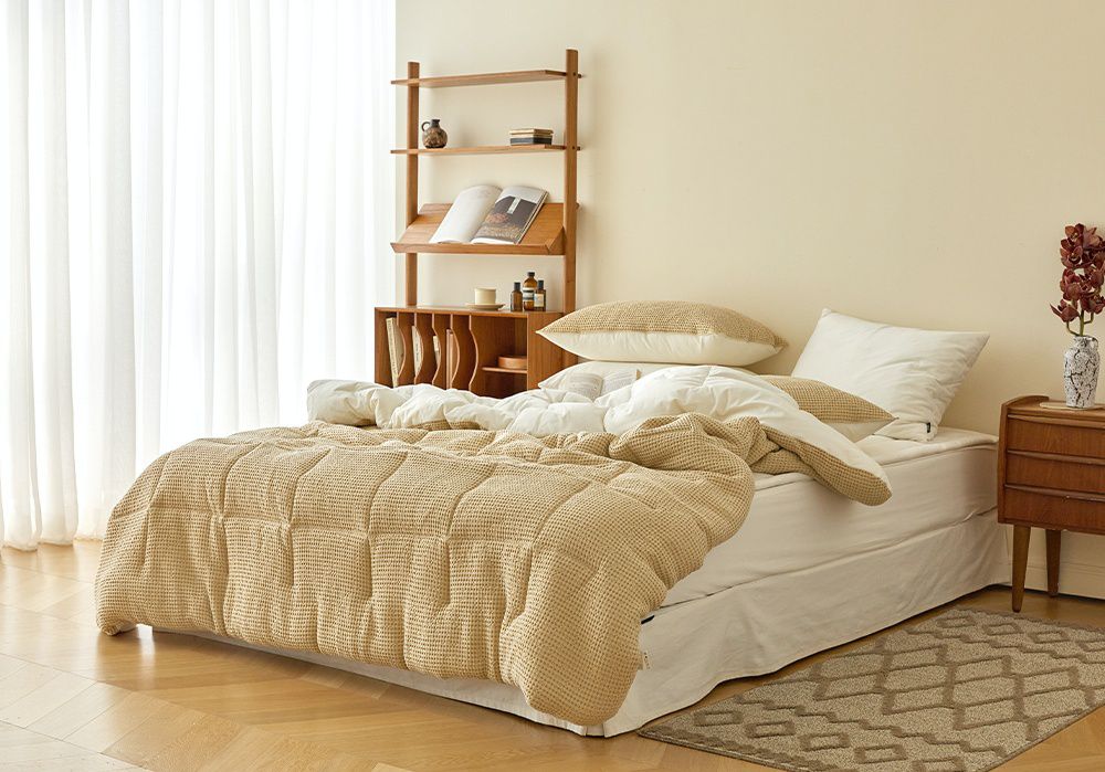 韓國 Maatila - 可水洗天絲莫代爾鬆餅棉被-花生