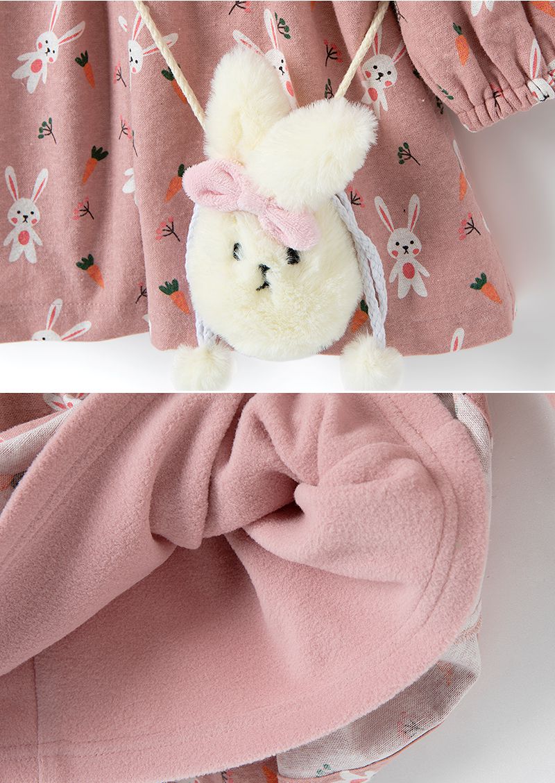 韓國 OZKIZ - (內磨毛,附包包)小兔好朋友洋裝