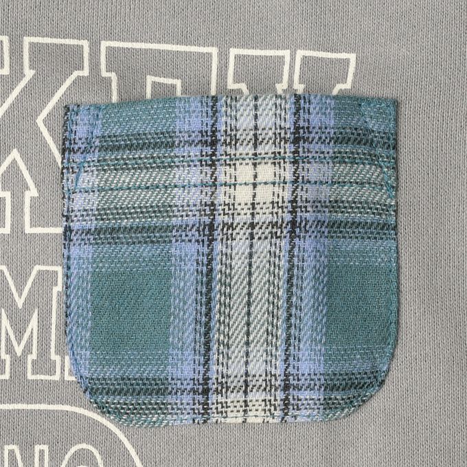 akachan honpo - 拼接休閒上衣-毛圈內裡-灰色