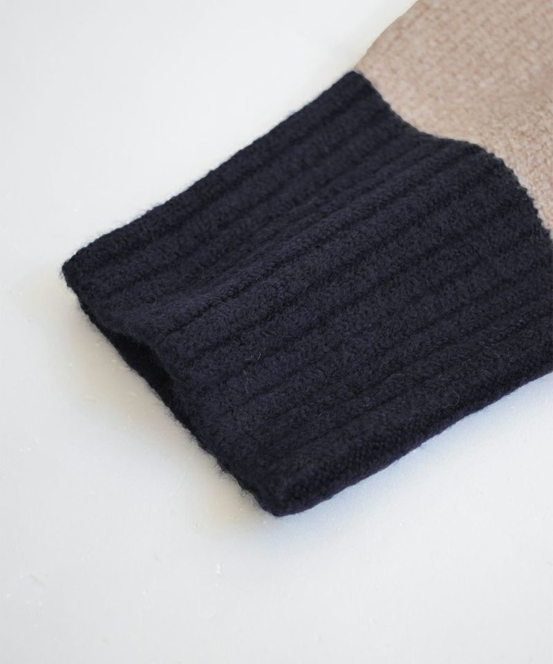 日本 zootie - 滾邊撞色落肩針織毛衣-淺灰