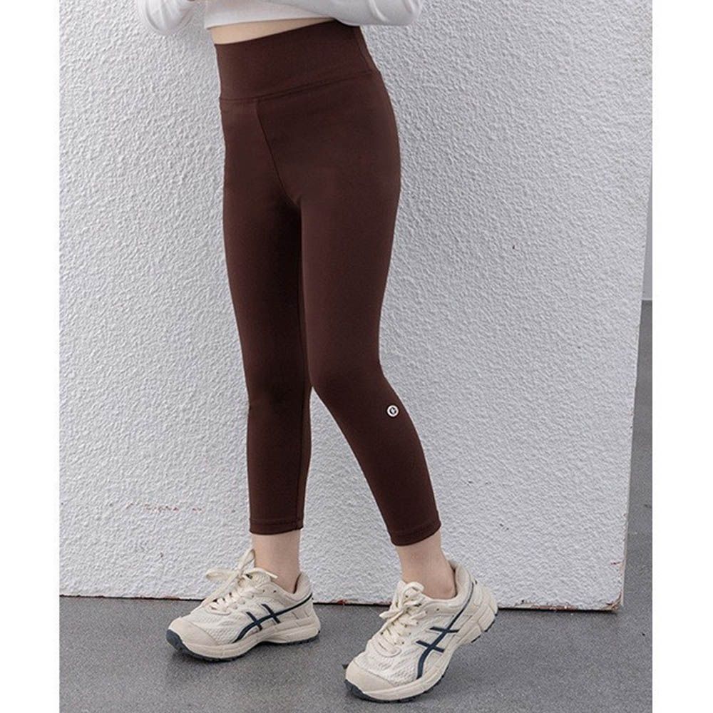 專為兒童設計彈力瑜珈褲/鯊魚褲-卡其棕