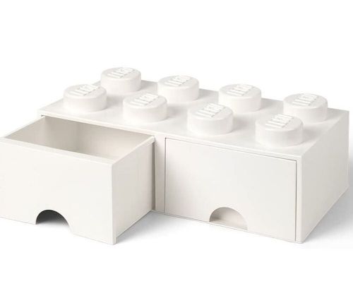 ( 1大+1小 兩入特惠組)樂高 LEGO® 白色四凸+八凸抽屜收納箱 (白色)