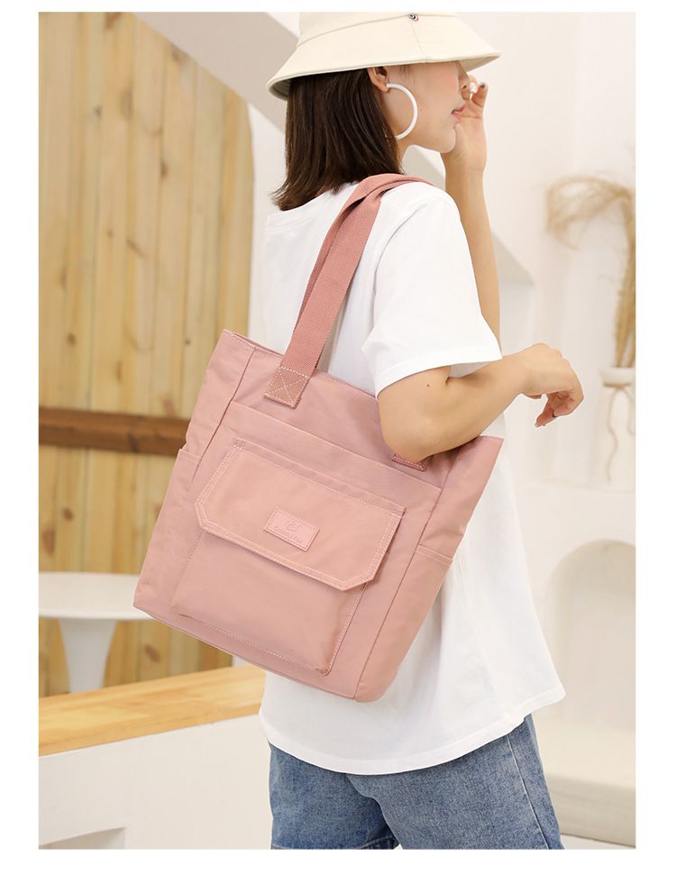 防潑水百搭單肩手提包-深藍色 (32x12x27cm)