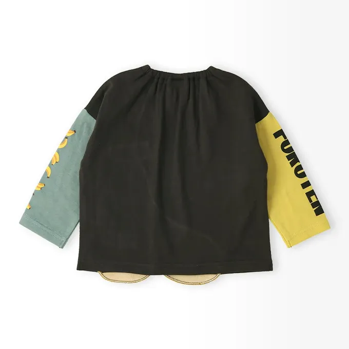 日本 ZOOLAND - 水果樂園 燈芯絨香蕉撞色長袖上衣-象牙白