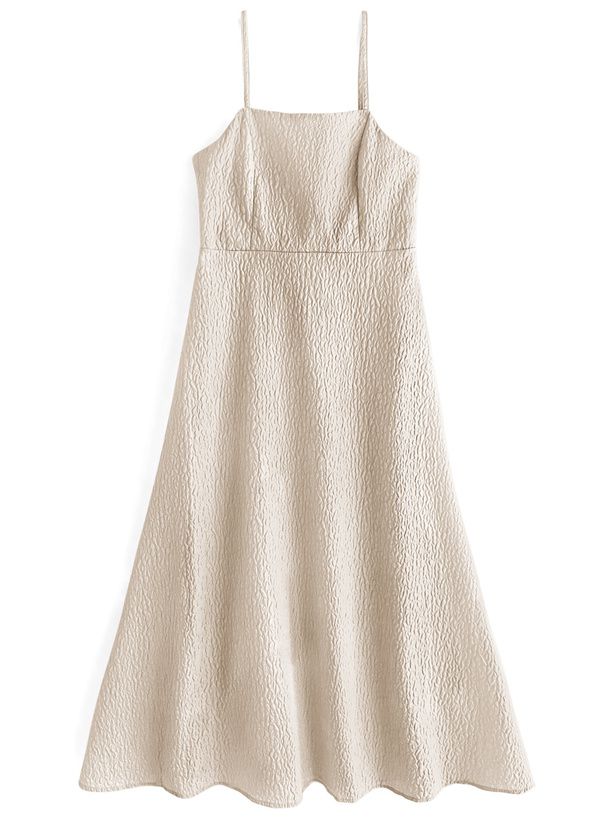 日本 GRL - 可愛後扭結泡泡袖吊帶裙-淺米杏 (F)