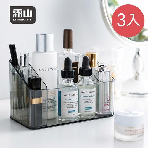 日本霜山 - 透明彩妝保養品分類收納盒-附分隔盒-3入