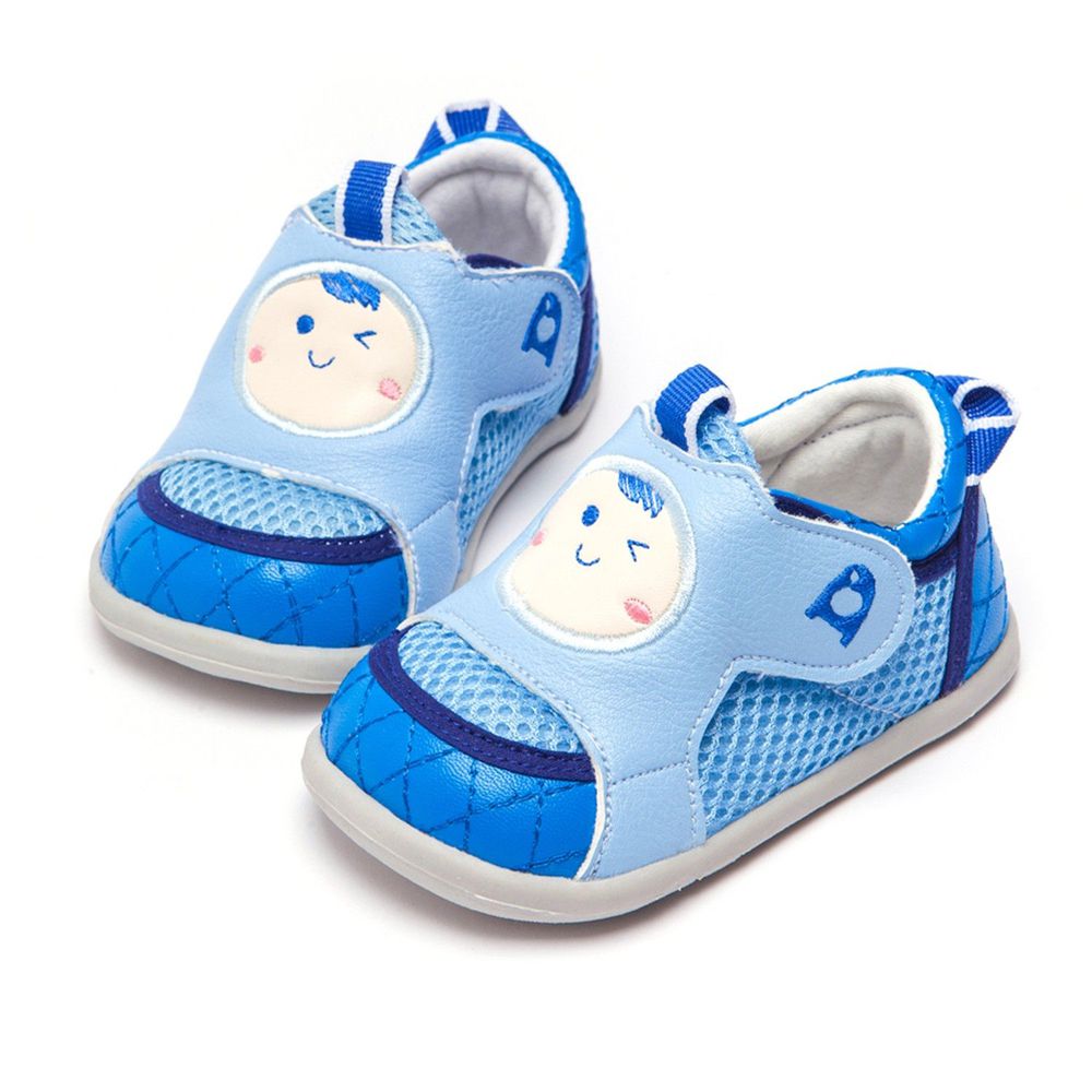 Dr. Apple - 機能童鞋_寶寶元氣笑臉透氣學步鞋-藍