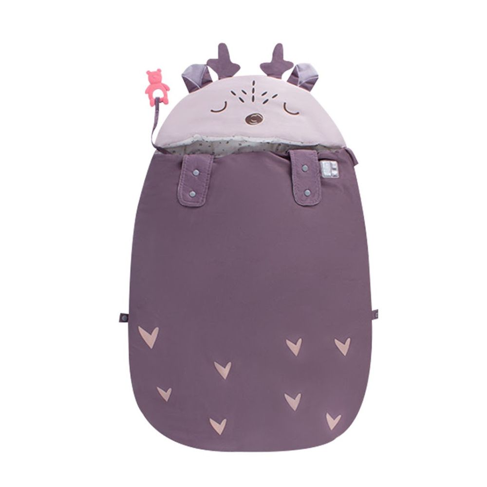 JoyNa - 新生兒感溫睡袋 可當蓋被 加釦肚圍保暖-紫色小鹿