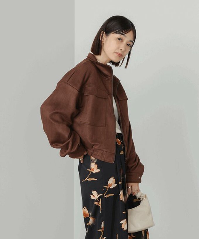 日本 Bab - 麂皮感立領率性口袋俐落外套-黑